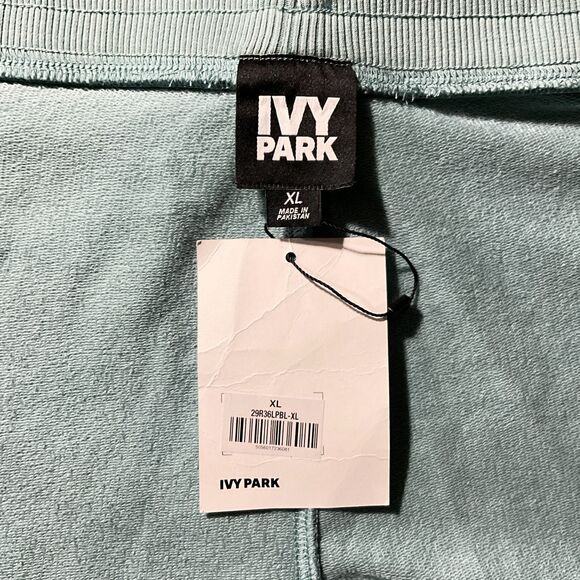 Ivy Park Elastic Waist Shadow Logo Drawstring Terry Shorts Pale Blue XL - Picture 5 of 10